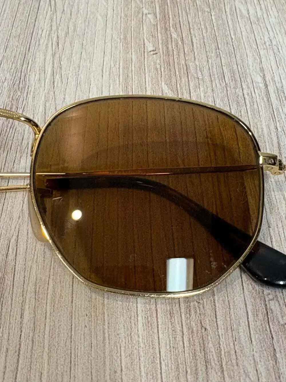HEXAGONAL FLAT LENSES Sunglasses in Arista Gold and Brown (51-21) - RB3548N